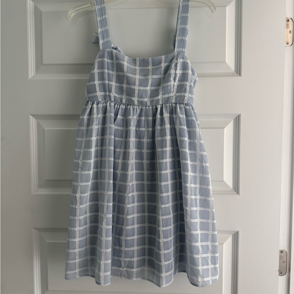 Blue and White Plaid Dress
